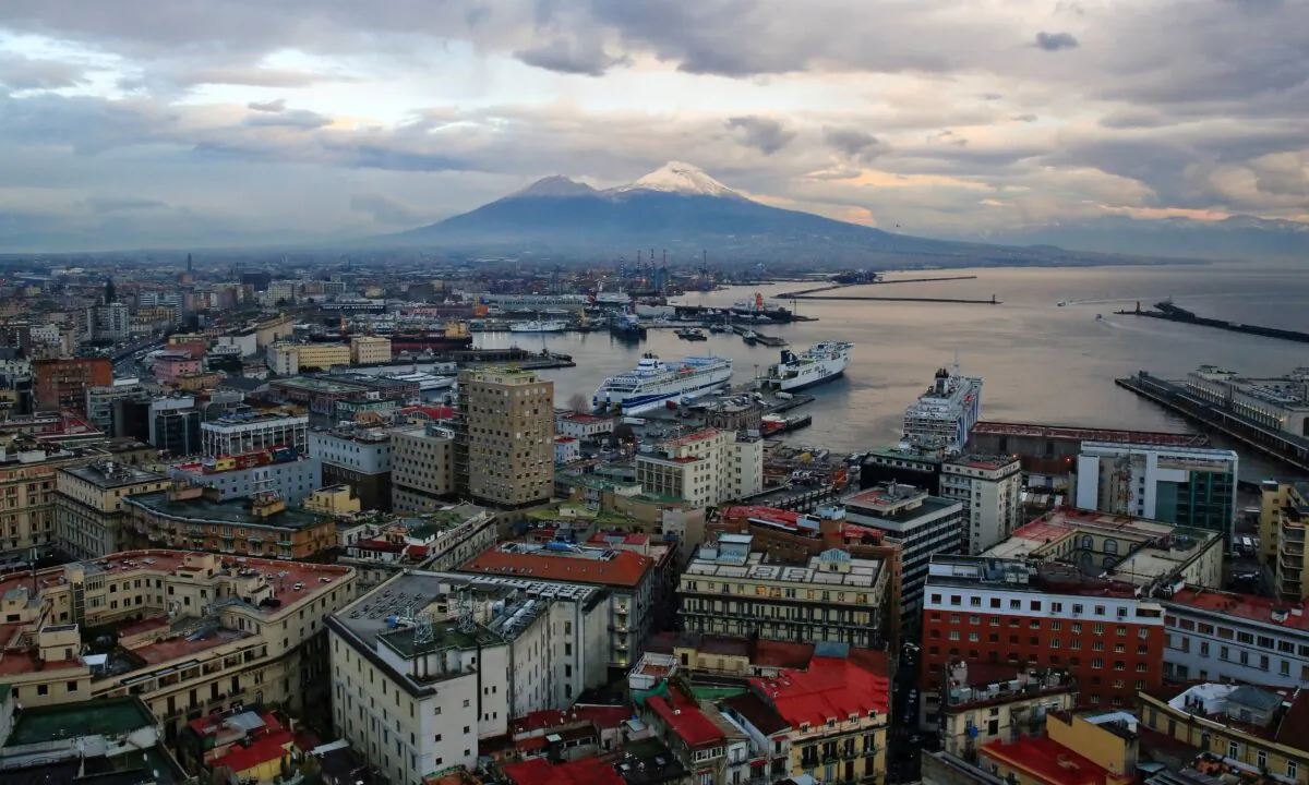 Mount Vesuvius covered by snow, in Naples, Italy, on Feb. 14, 2018. (Tony Gentile/Reuters)