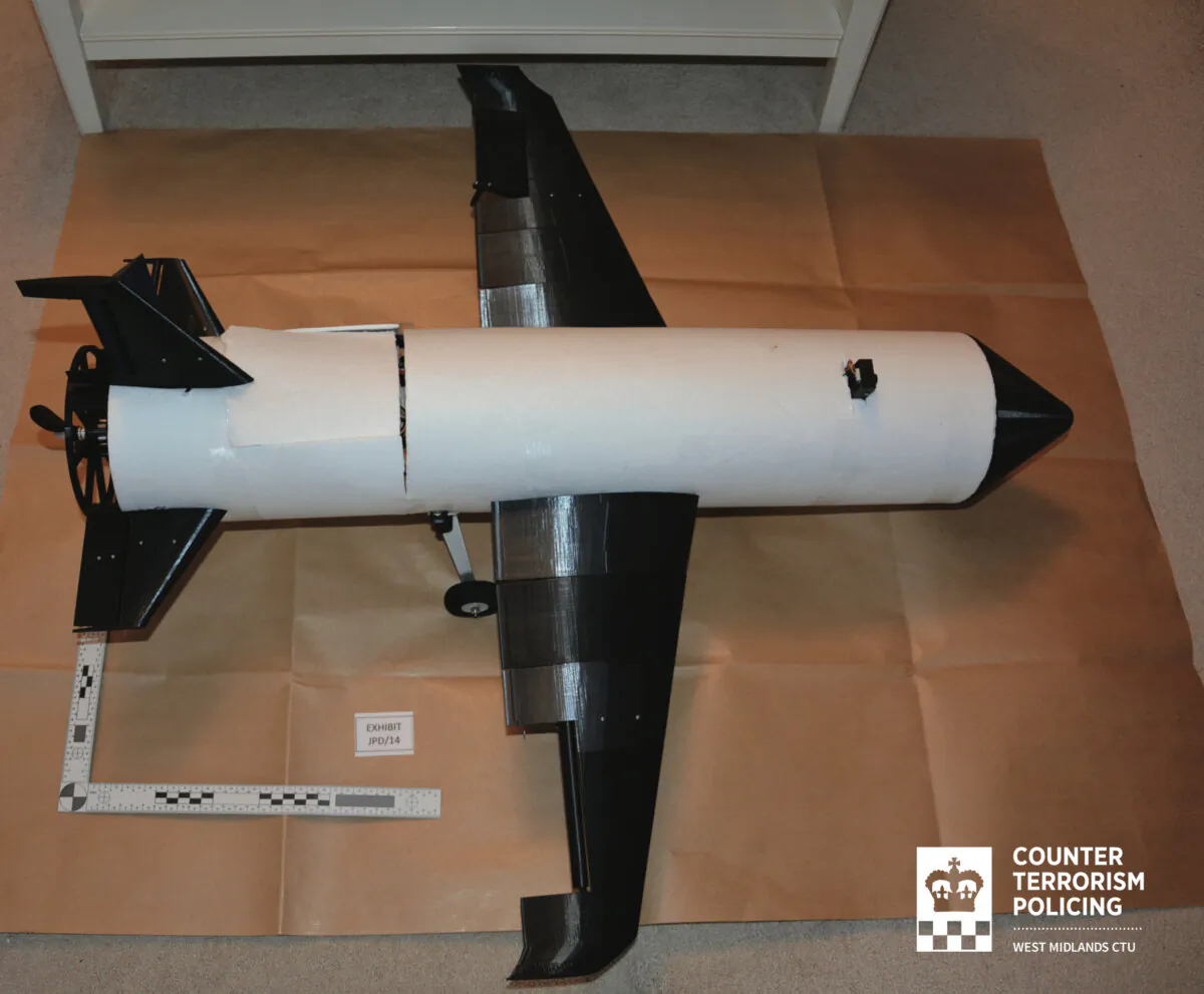 An undated image of a drone built by PhD student Mohamad Al-Bared and found in the bedroom of his home in Coventry, England. (West Midlands Counter Terrorism Unit/PA.)