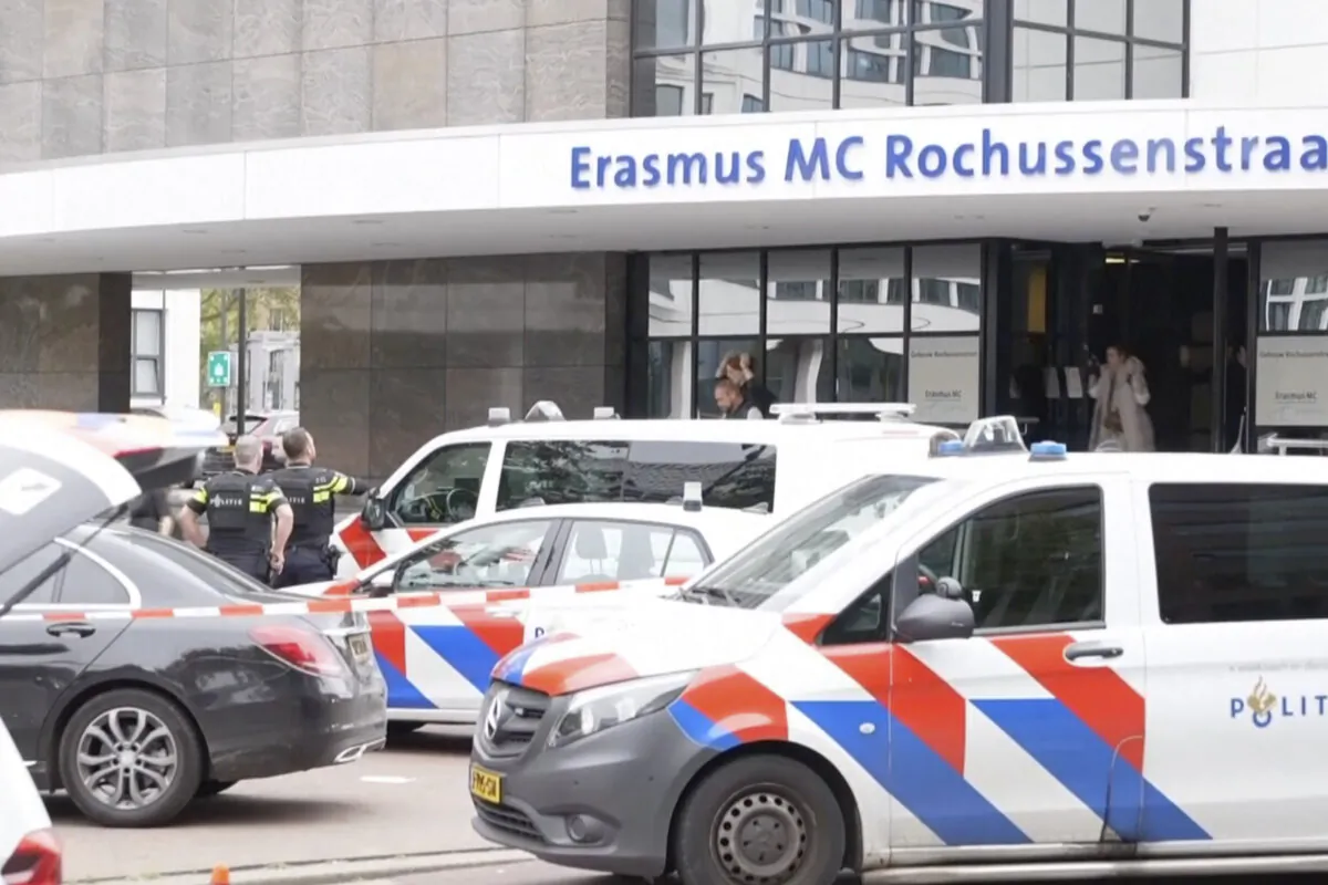 Emergency services attend to the scene at Erasmus Medical Center, Rotterdam, the Netherlands, on Sept. 28, 2023. (AP Photo)