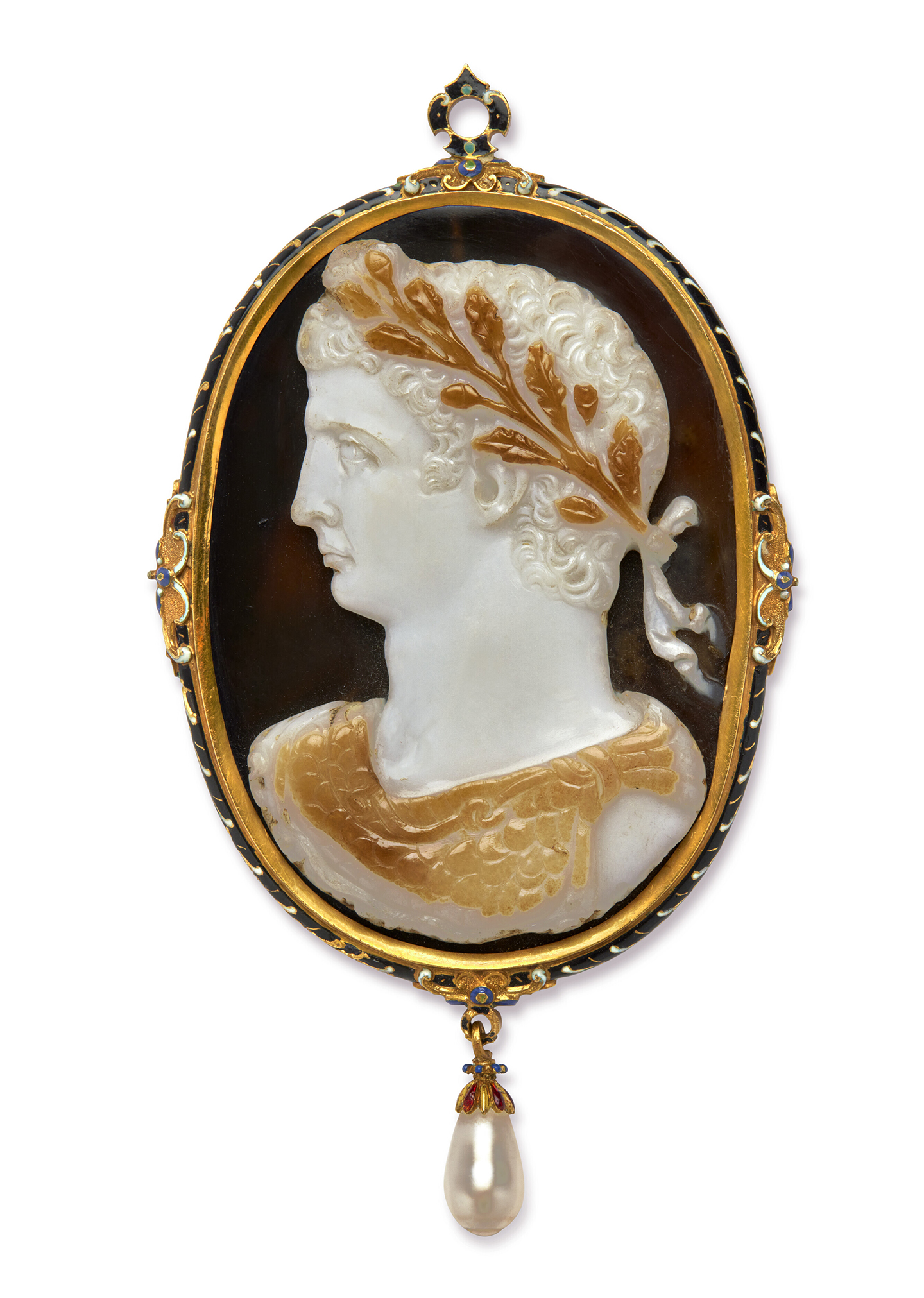 A Roman Sardonyx Cameo Portrait of the Emperor Claudius