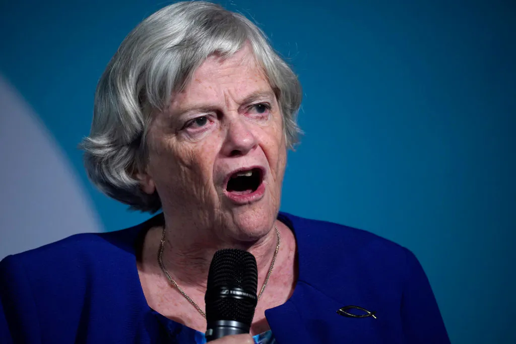 Ann Widdecombe speaks during the Brexit Party Conference tour at the Kent Event Centre, Kent Showground in Maidstone, England, on September 26, 2019. (Photo by Christopher Furlong/Getty Images)