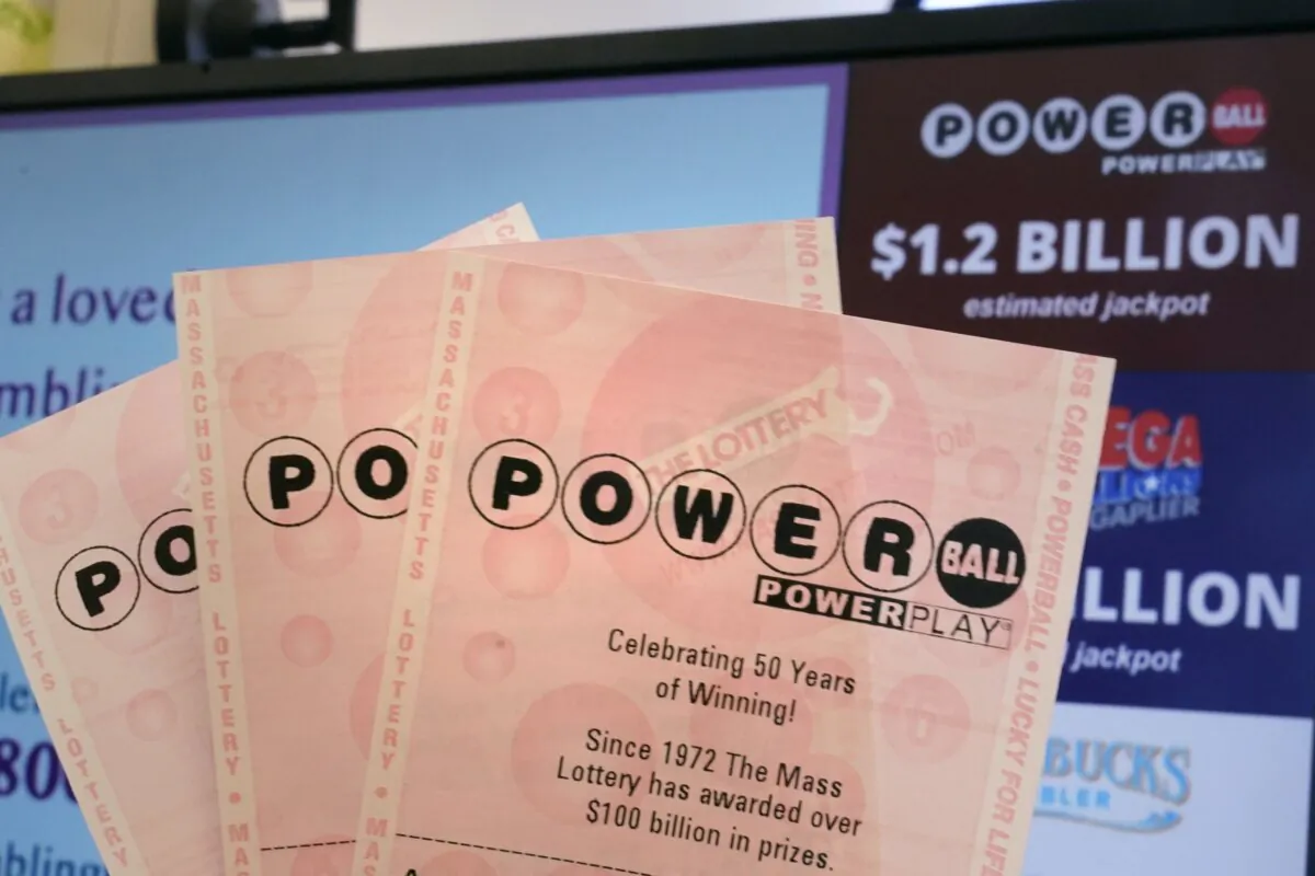 A selection of Powerball tickets at the Route One Wine and Spirits liquor store in Foxborough, Mass., on Nov. 2, 2022. (Charles Krupa/AP Photo)