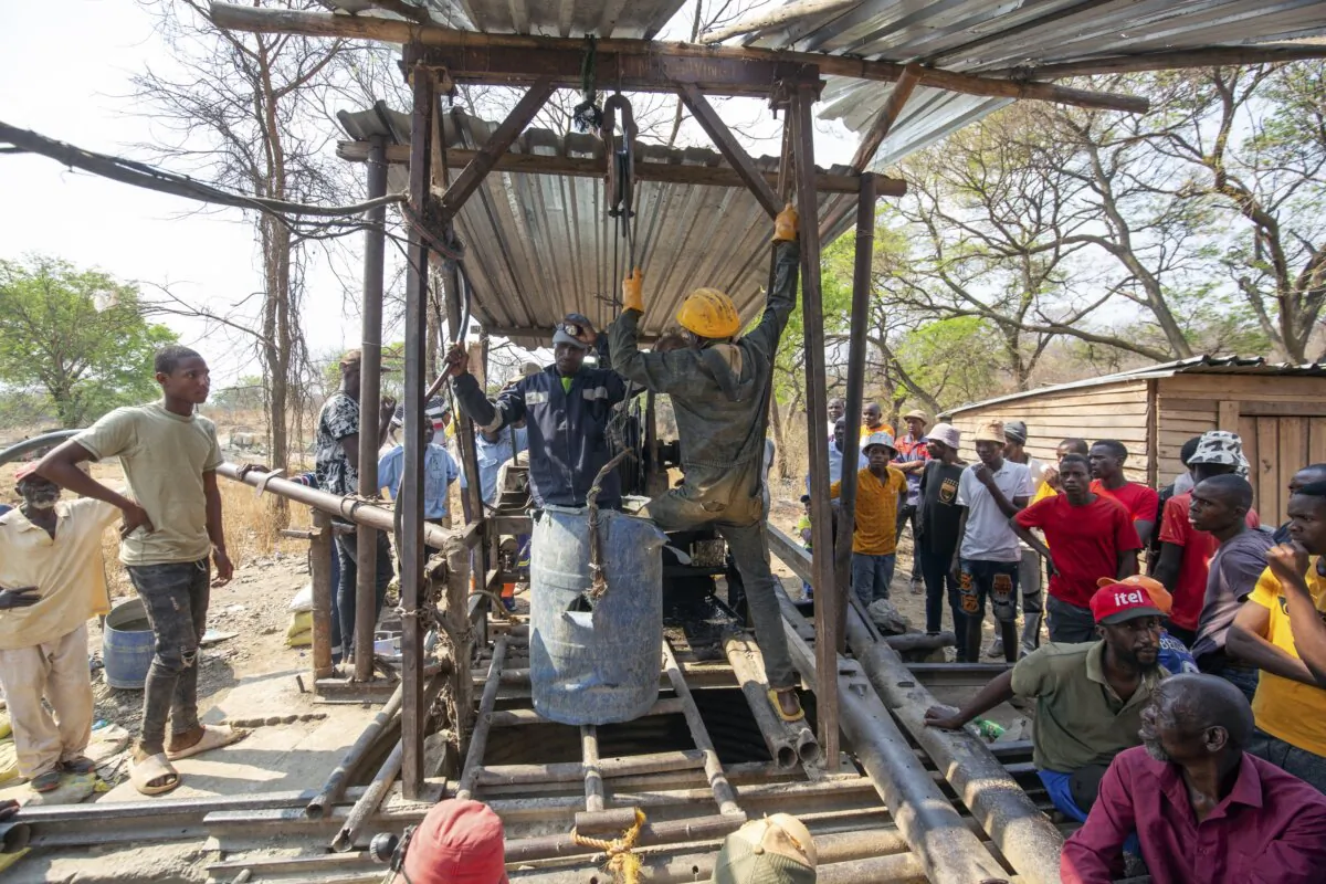 Artisanal miners are seen during a rescue mission at a collapsed mine shaft in Chegutu about 100 kilometres (60 miles) west of the capital Harare, on Sept, 30, 2023. (AP Photo)