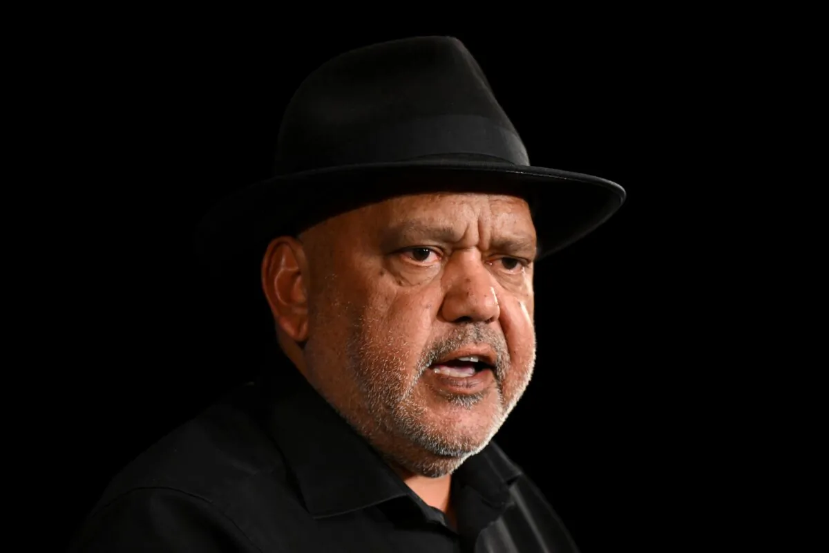 Founder of the Cape York Institute for Policy and Leadership Noel Pearson addresses the National Press Club of Australia in Canberra, Australia, on Sept. 27, 2023. (AAP Image/Lukas Coch)