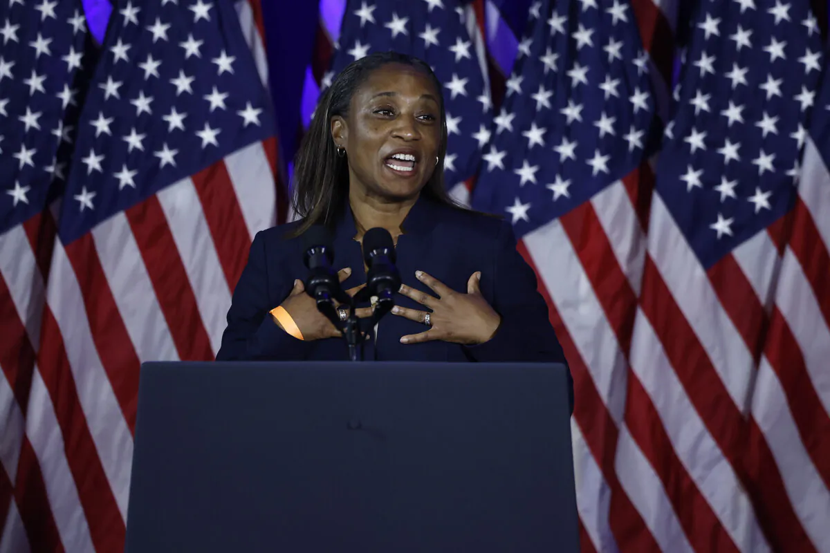 Emily's List President Laphonza Butler addresses a Biden-Harris campaign rally at the Mayflower Hotel in Washington on June 23, 2023, on the first anniversary of the Supreme Court's Dobbs v. Jackson decision, which returned regulation of abortion to the states. (Chip Somodevilla/Getty Images)