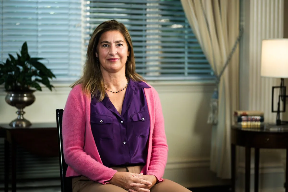 Leslie Manookian, president and founder of Health Freedom Defense Fund, in Connecticut on Sep. 9, 2023.(Patrick Mauler/The Epoch Times)