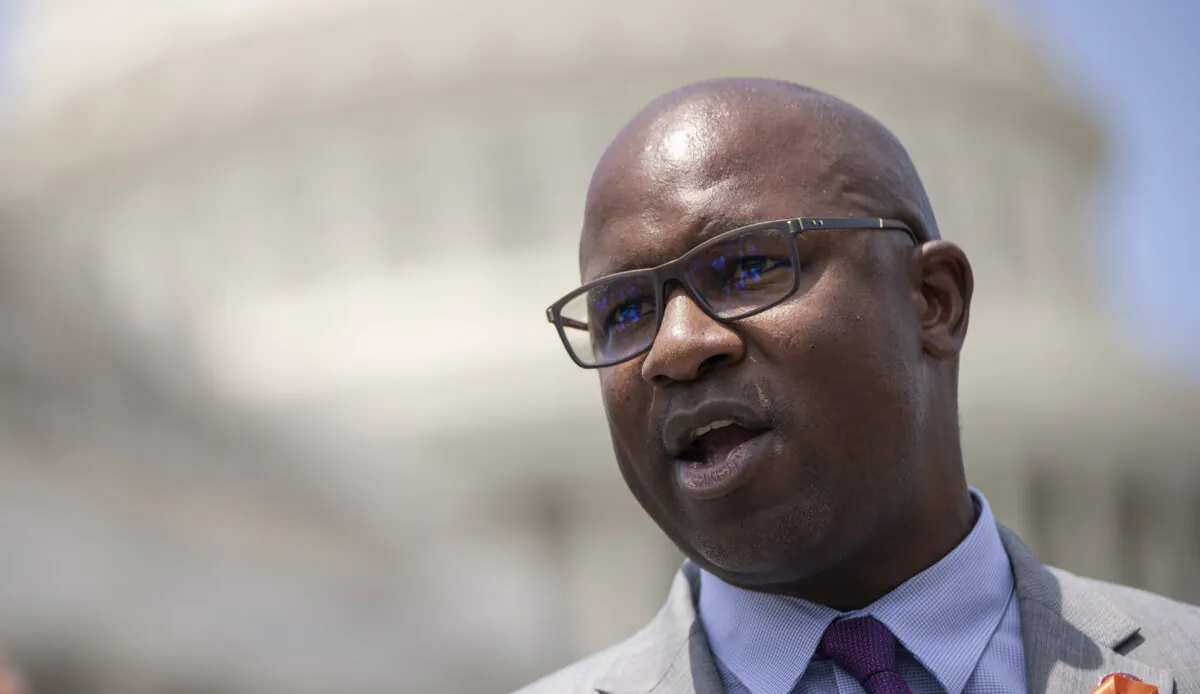 Rep. Jamaal Bowman (D-N.Y.) speaks outside the U.S. Capitol on June 8, 2022. (Drew Angerer/Getty Images)