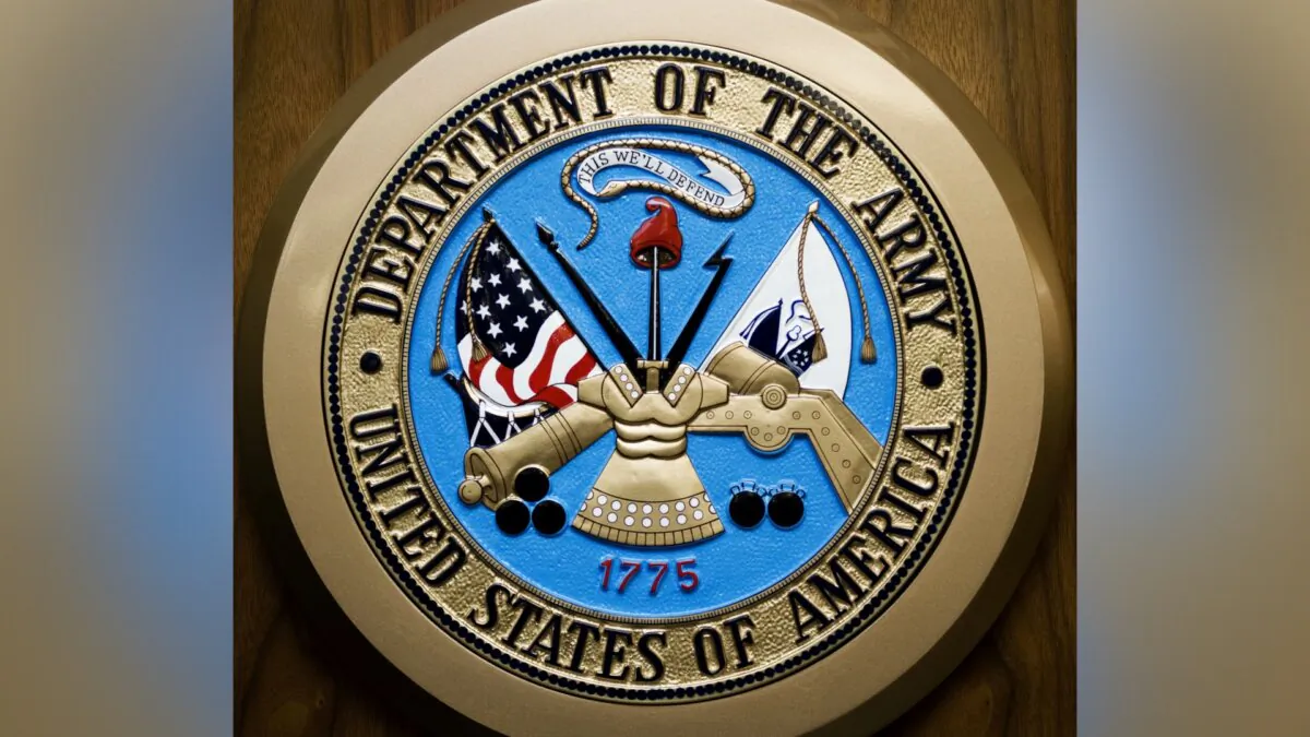 The U.S. Department of the Army seal hangs on the wall at the Pentagon in Washington on Feb. 24, 2009. (Paul J. Richards/AFP via Getty Images)