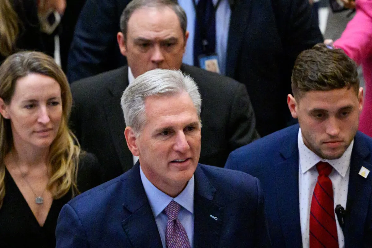 Rep. Kevin McCarthy (R-Calif.) walks from the House Chamber after he was ousted as Speaker at the U.S. Capitol in Washington on Oct. 3, 2023. (Mandel Ngan/AFP via Getty Images)