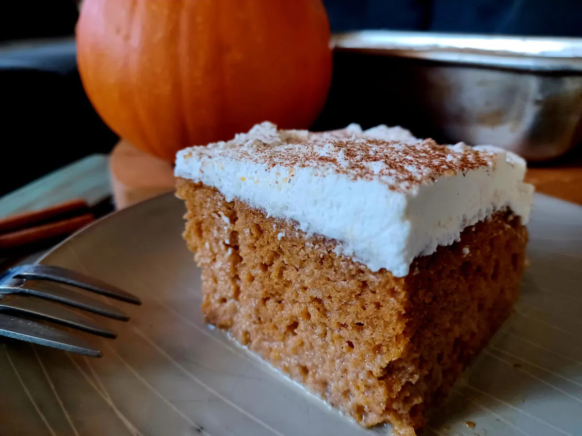 Sweet spongy and custard-like, the Domestic Rebel's pumpkin spice tres leches cake brings all the fall feels. (Amy Drew Thompson/Orlando Sentinel/TNS)