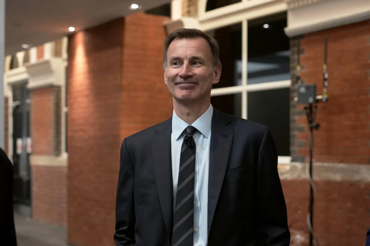 Jeremy Hunt MP, chancellor of the Exchequer, attends a fringe meeting on the third day of the Conservative Conference in Manchester, England, on Oct. 3, 2023. (Christopher Furlong/Getty Images)