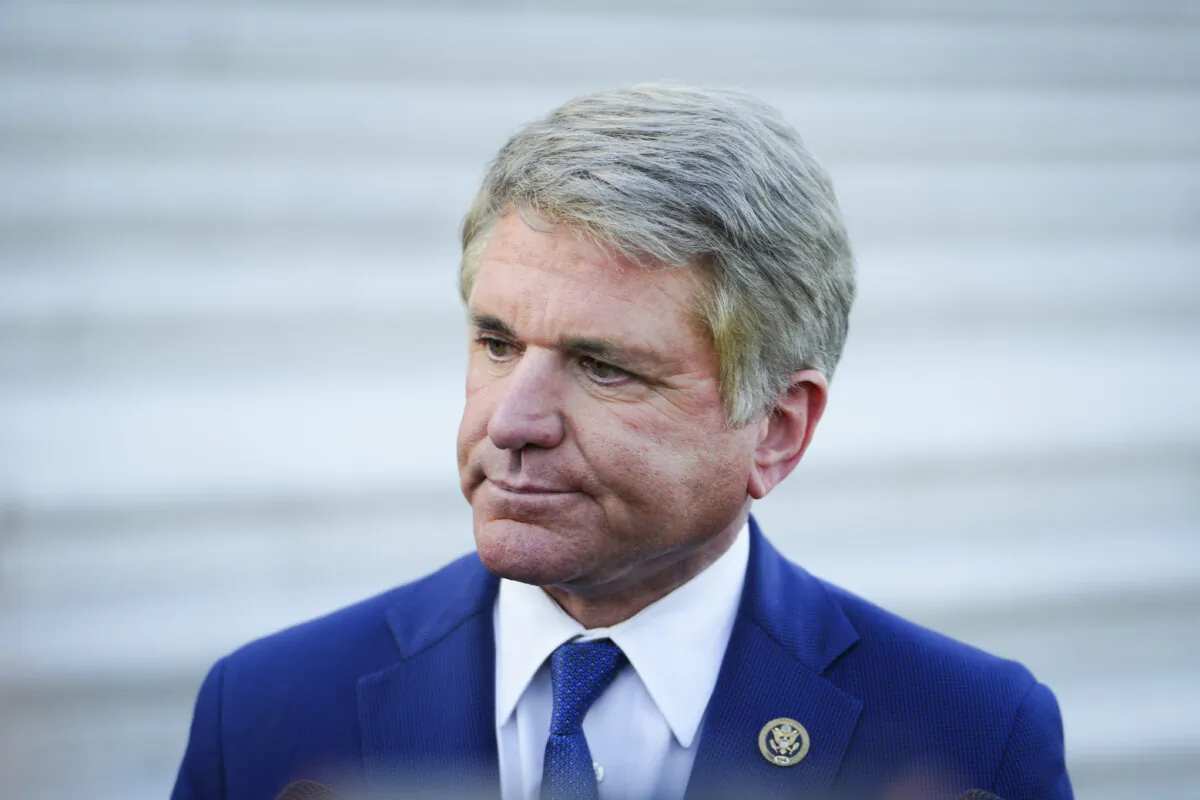Rep. Michael McCaul (R-Texas) speaks to reporters on Capitol Hill in Washington on Oct. 3, 2023. (Madalina Vasiliu/The Epoch Times)