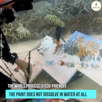 Scuba-Girl Painter Meets Octopus