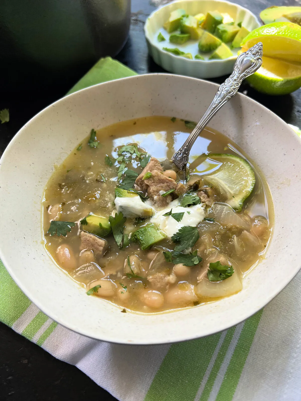 Pork and salsa verde are the stars of this spicy green chili. (Gretchen McKay/Pittsburgh Post-Gazette/TNS)