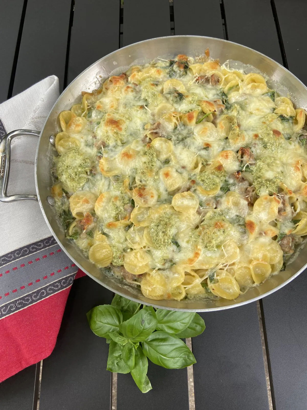 Four cheeses and basil pesto send the whole dish over the top with comforting goodness. (JeanMarie Brownson/TNS)