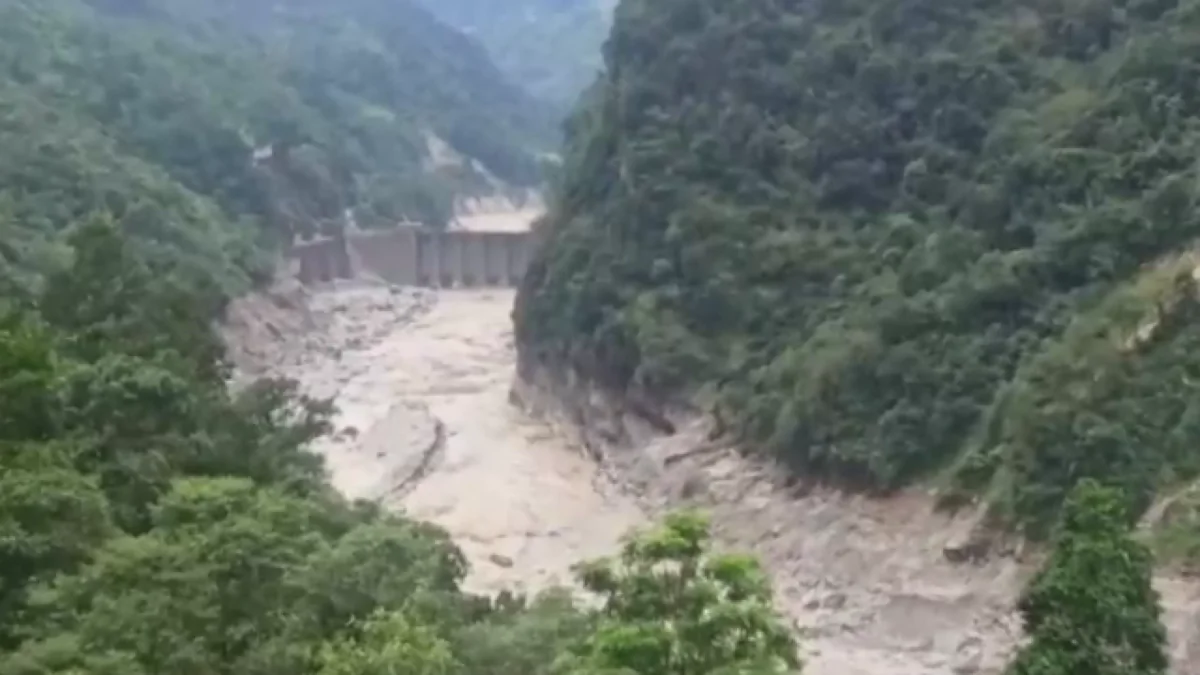 In a still from video, the Lhonak lake in Sikkim state is shown that burst its banks on Oct. 4 causing major flooding in India. (ANI via Reuters/Screenshot via The Epoch Times)
