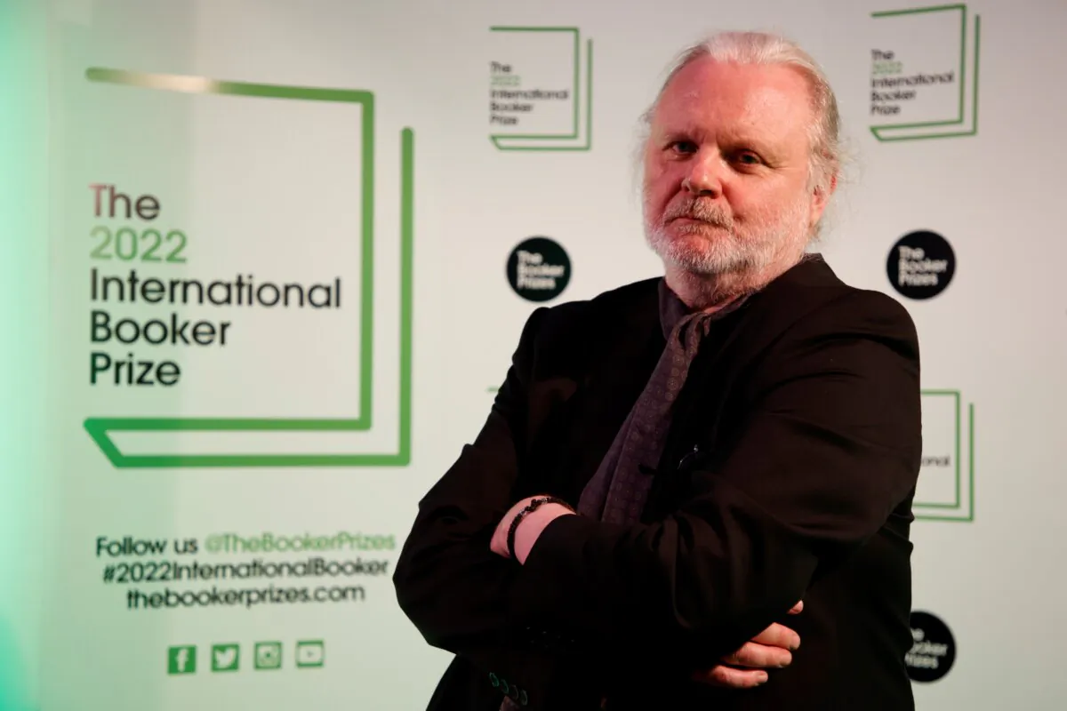 Jon Fosse, author of shortlisted novel 'A New Name: Septology VI-VII', poses ahead of the 2022 International Booker Prize ceremony in London on May 26, 2022. (David Cliff/AP Photo)