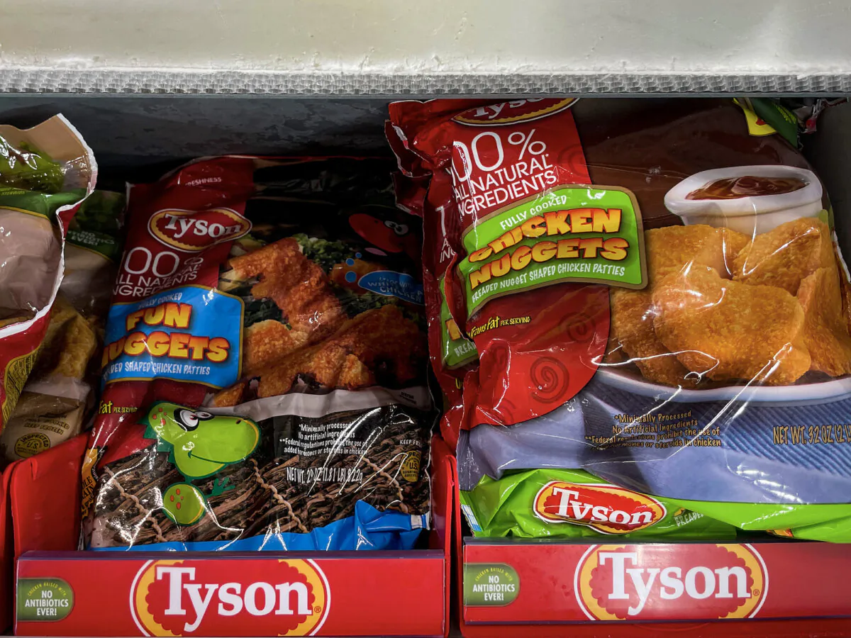 Tyson food frozen chicken products sit in refrigerated section of a store in Washington, on Aug. 8, 2023. (Anna Moneymaker/Getty Images)