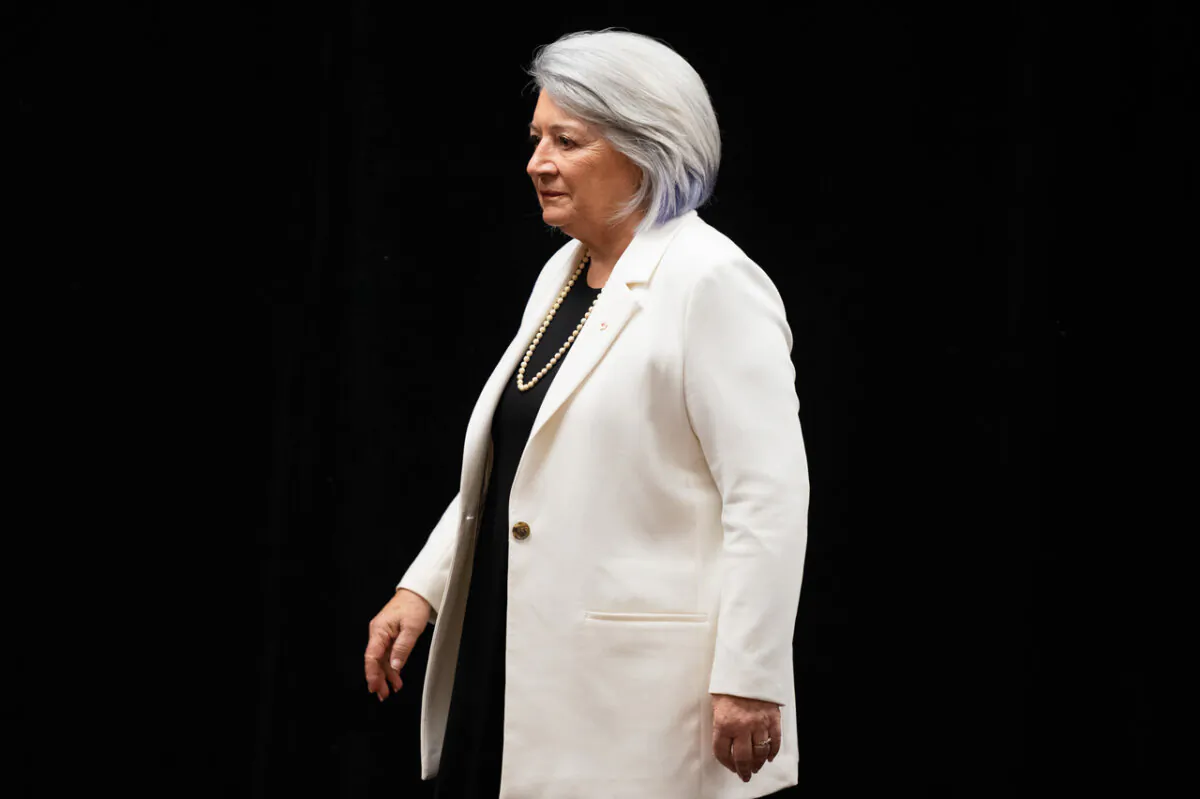 Governor General Mary Simon delivers a keynote address at the Canadian Bar AssociationÕs Aboriginal Law conference in Ottawa, on May 11, 2023. (The Canadian Press/Spencer Colby)