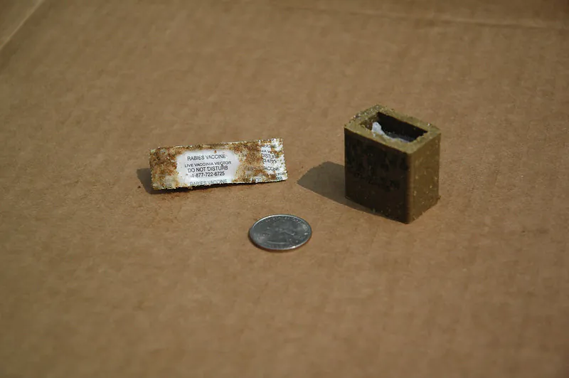 Oral Rabies Vaccination sachet dropped from airplanes. (Courtesy of USDA)