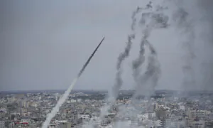 Gaza Skyline After Barrage of Rockets Launched Into Israel By Hamas