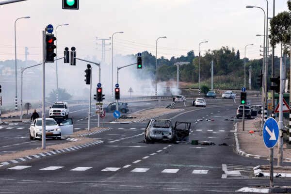 A View Of A Junction Shows The Aftermath Of A Mass-infiltration By Hamas Gunmen From The Gaza Strip In The Sderot Area Southern Israel