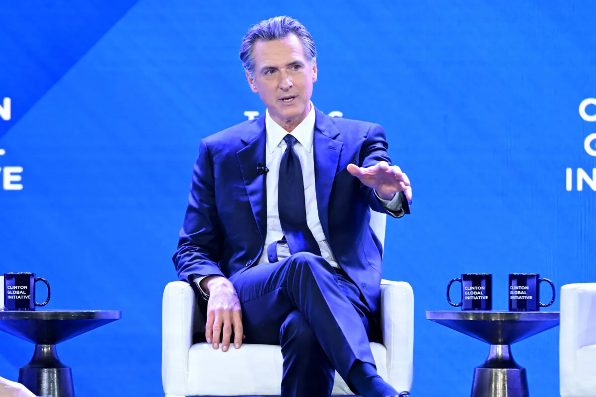 California Gov. Gavin Newsom speaks onstage during the Clinton Global Initiative meeting at New York Hilton Midtown in New York on September 18, 2023. (Noam Galai/Getty Images for Clinton Global Initiative)