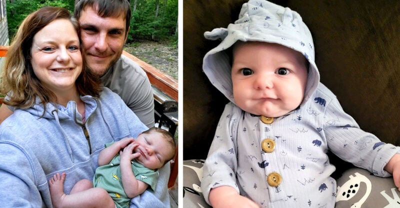 A Maine couple and their 62-day-old son, Sawyer, who died on Oct. 28, 2022, only 34 hours after receiving his scheduled childhood vaccines. (Photo provided via Health Choice Maine with the family's permission)