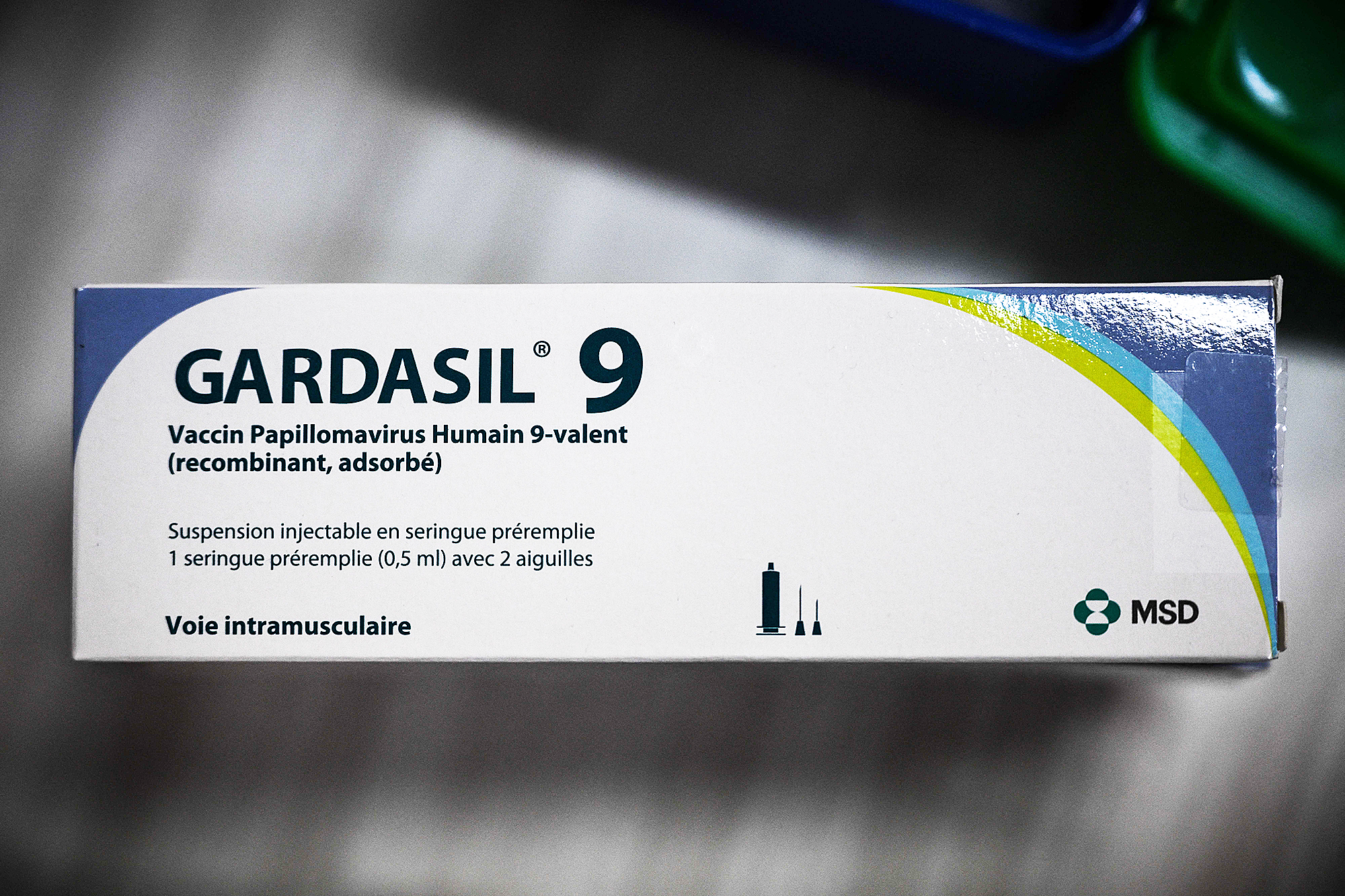 A packaged Gardasil 9 vaccine used as part of a nationwide HPV vaccination campaign in Le Bouscat, southwestern France, October 5, 2023. (Philippe Lopez / AFP via Getty Images)