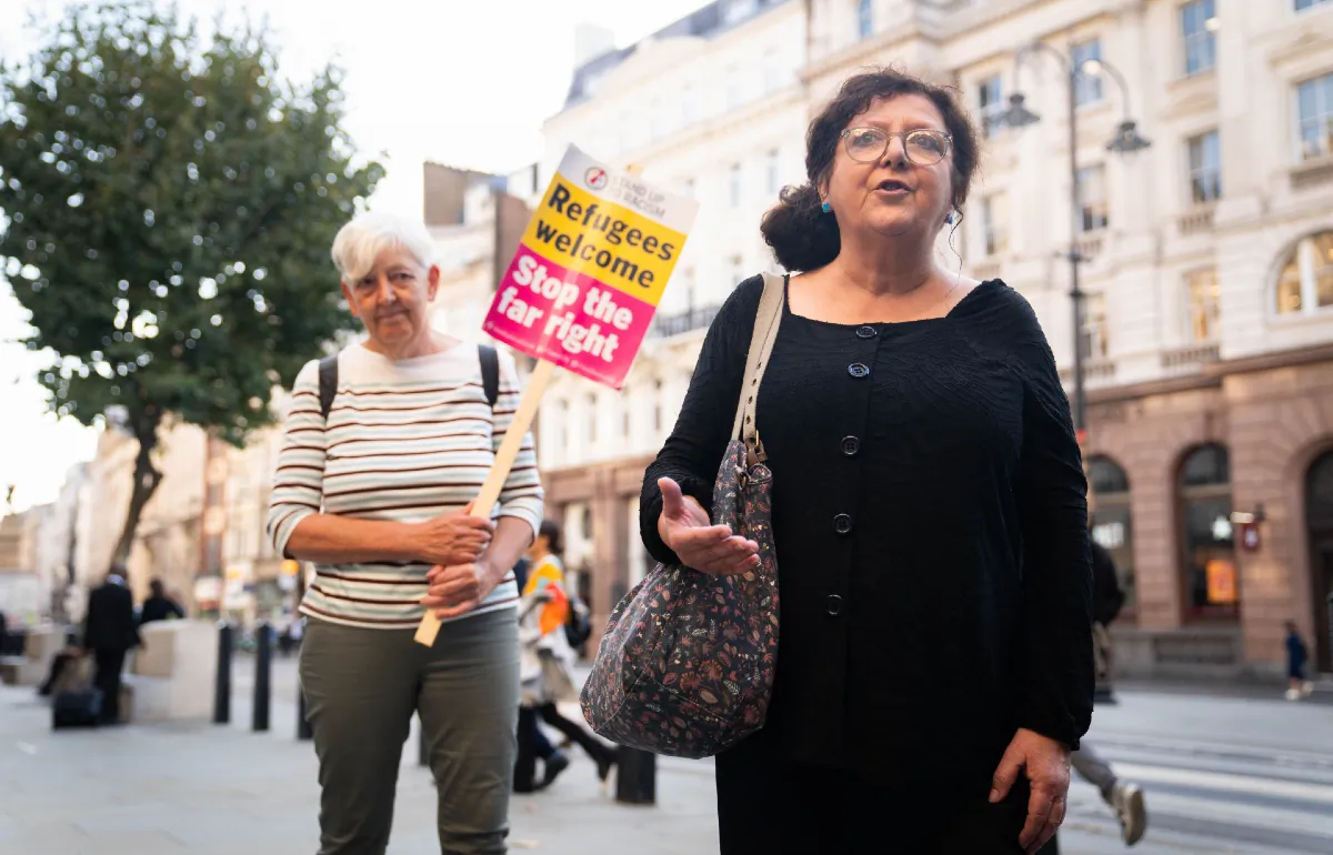 Dorset resident, Carralyn Parkes, outside the Royal Courts Of Justice in London on Oct. 10, 2023. (PA Media)