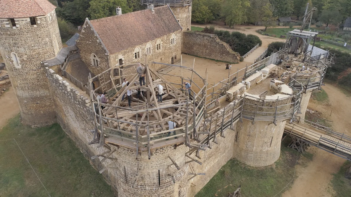 Aerial view of Guédelon, 2022. (Courtesy of Guédelon)