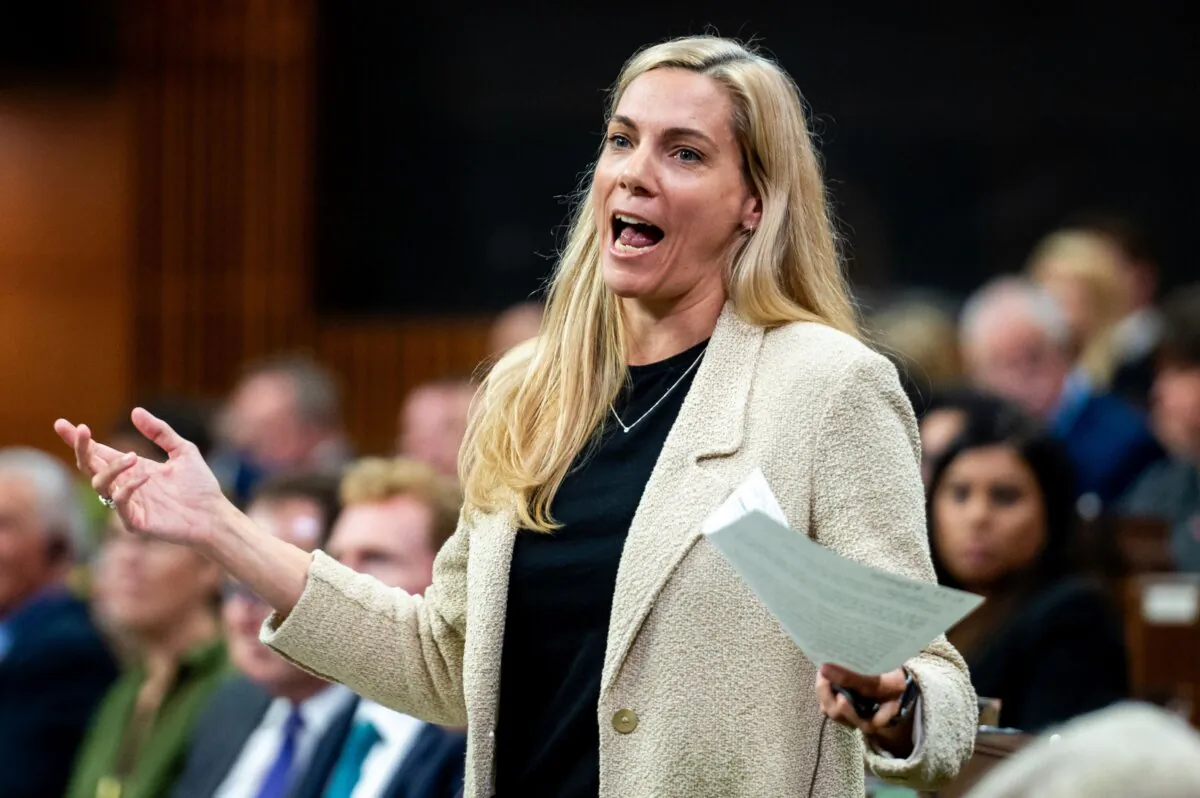 Minister of Canadian Heritage Pascale St-Onge rises during question period on Parliament Hill in Ottawa on Oct. 5, 2023. (The Canadian Press/Spencer Colby)