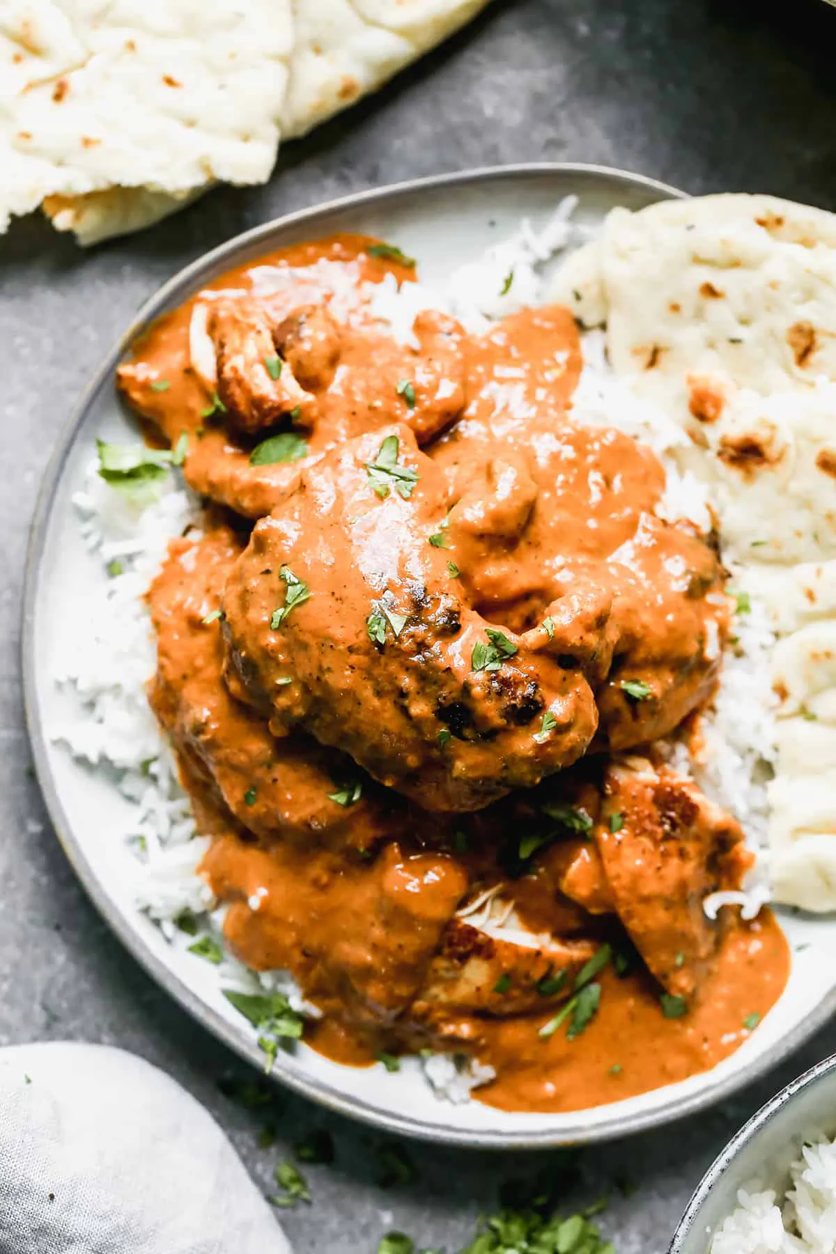 It’s made with tender bites of marinated chicken in a creamy spiced tomato sauce.  (Courtesy of Lauren Allen)