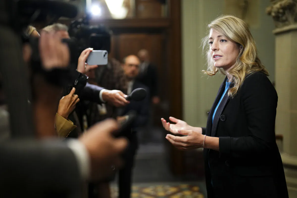 Minister of Foreign Affairs Melanie Joly arrives for a cabinet meeting on Parliament Hill in Ottawa on Sept. 26, 2023. (The Canadian Press/Sean Kilpatrick)