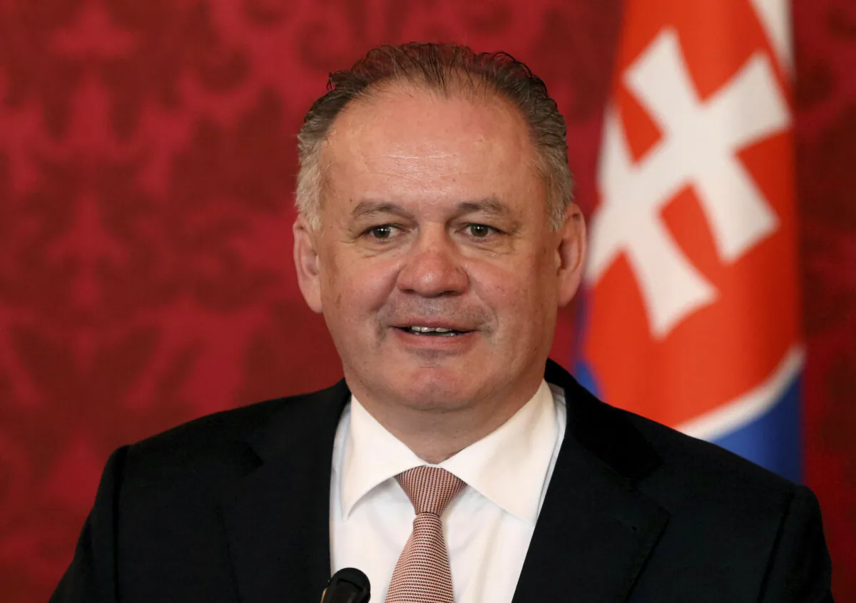 Slovak President Andrej Kiska addresses the media at the Hofburg palace in Vienna on Feb. 19, 2018. (Ronald Zak/AP Photo)