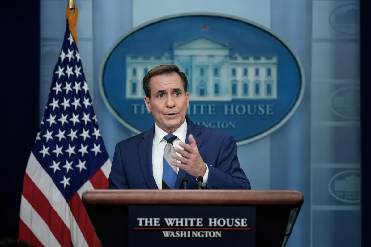 White House National Security Council spokesman John Kirby speaks during the daily news briefing at the White House on Oct. 11, 2023. (Drew Angerer/Getty Images)