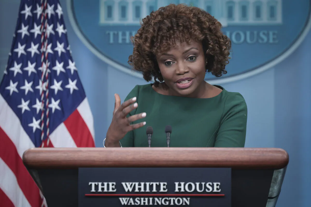 White House press secretary Karine Jean-Pierre answers questions during the daily press briefing at the White House on March 3, 2023 in Washington, DC. (Win McNamee/Getty Images)