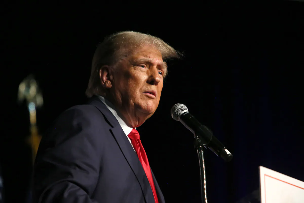 Former President Donald Trump delivers remarks at a rally in West Palm Beach, Fla., on Oct. 11, 2023. (Alon Skuy/Getty Images)