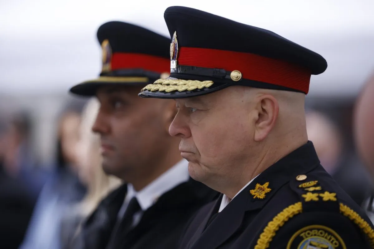 Toronto Police Chief Myron Demkiw is seen during a press conference in Toronto on May 1, 2023. (The Canadian Press/Cole Burston)