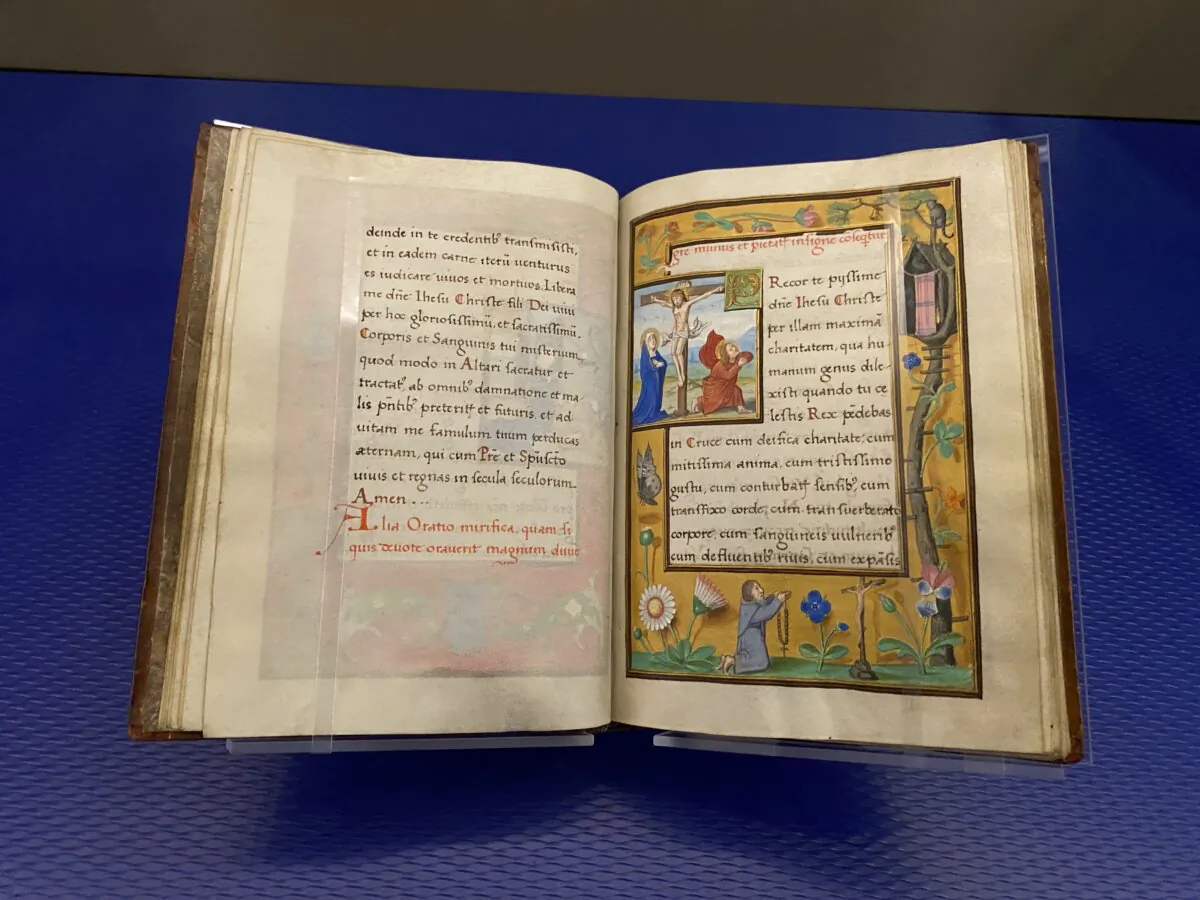 Charles V (1500–1558) of the Holy Roman Empire owned this illuminated manuscript on vellum written in Latin, on display at Museum of the Bible. (Lynn Topel)
