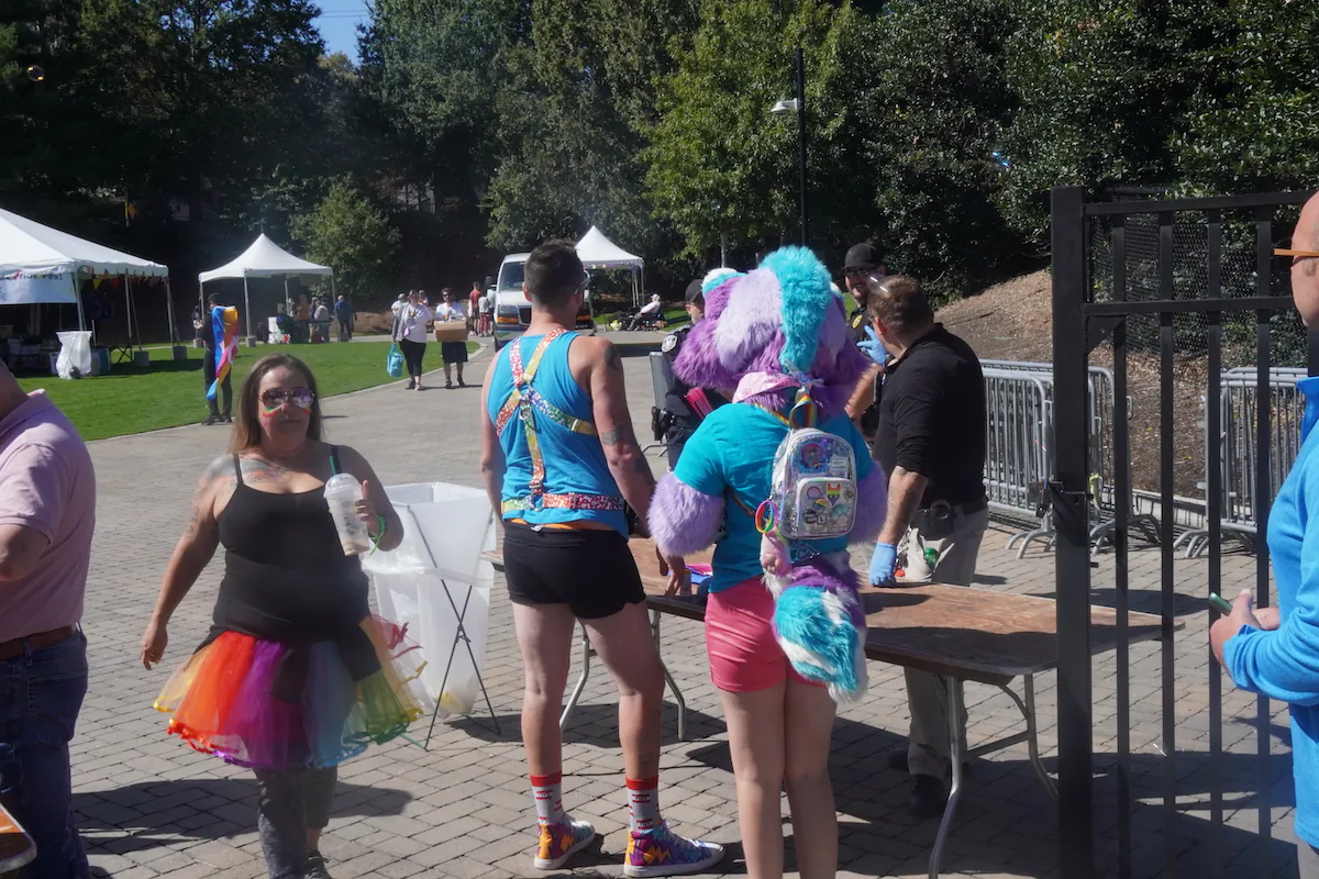 Festival goers arrive at Pride Fest in Knoxville, Tenn., on Oct. 7, 2023. (Jackson Elliott/The Epoch Times)
