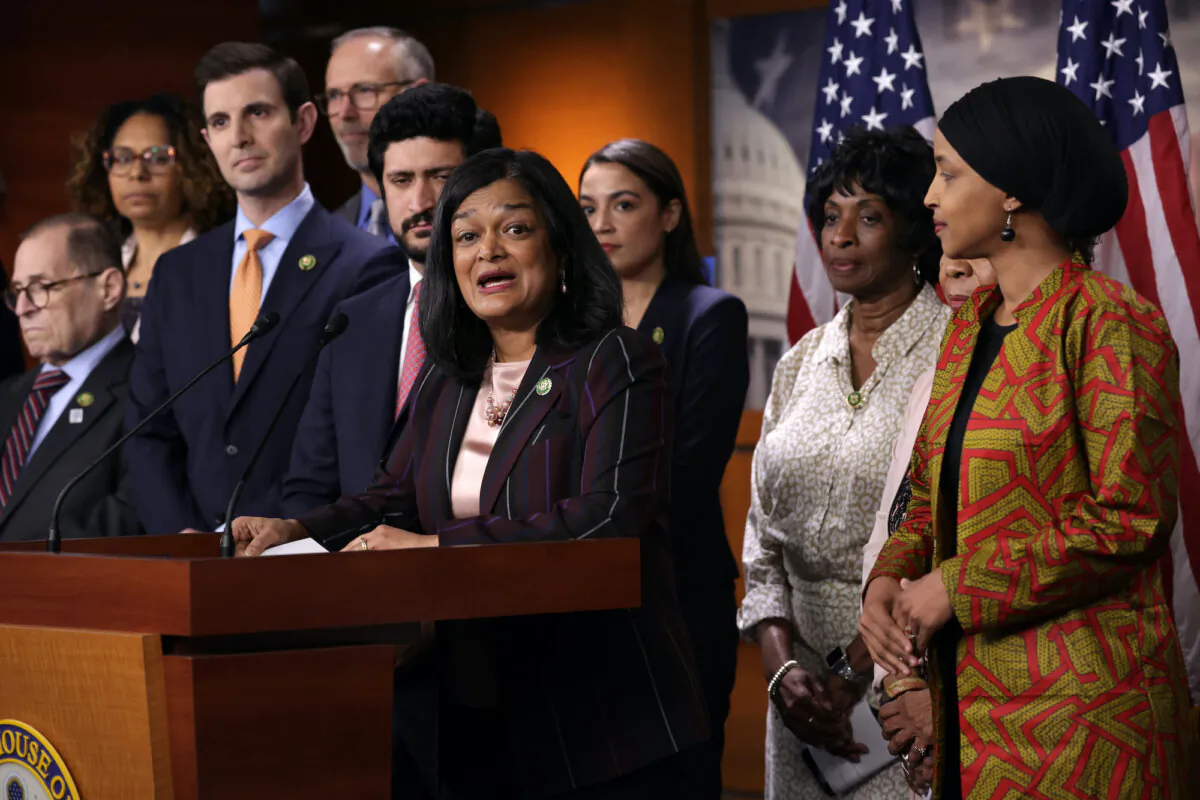 U.S. Rep. Pramila Jayapal (D-Wash.) speaks during a news conference at the U.S. Capitol in Washington, DC, on May 24, 2023. (Alex Wong/Getty Images)
