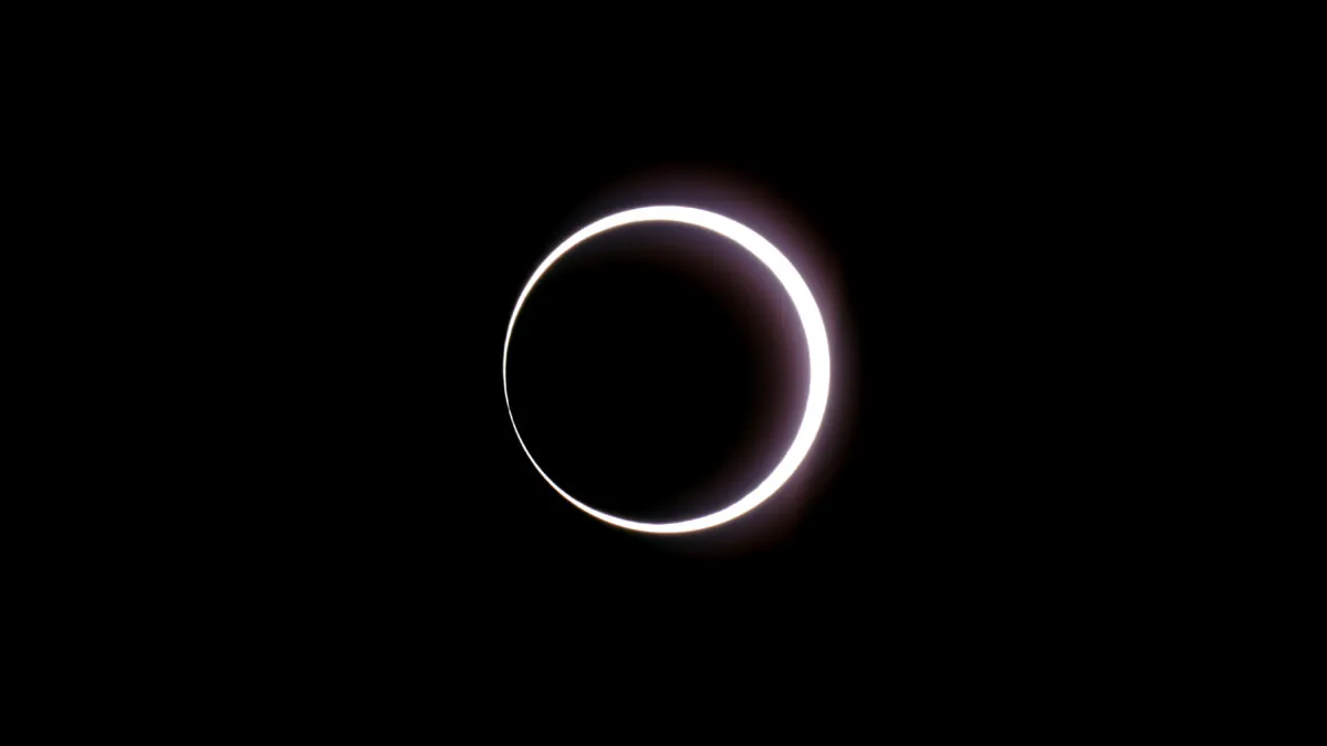 The moon passes between earth and the sun during a rare "ring of fire" eclipse of the sun, in Bryce Canyon National Park, Utah, on Oct. 14, 2023. (Rick Bowmer/AP Photo)