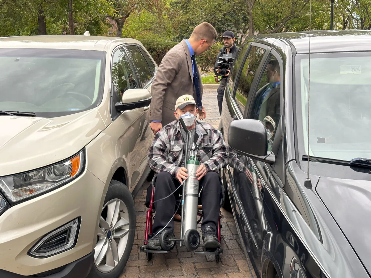 Terry Jon Martin prepares to leave the federal courthouse in Duluth, Minn., on Oct. 13, 2023. (Dan Kraker/Minnesota Public Radio via AP)