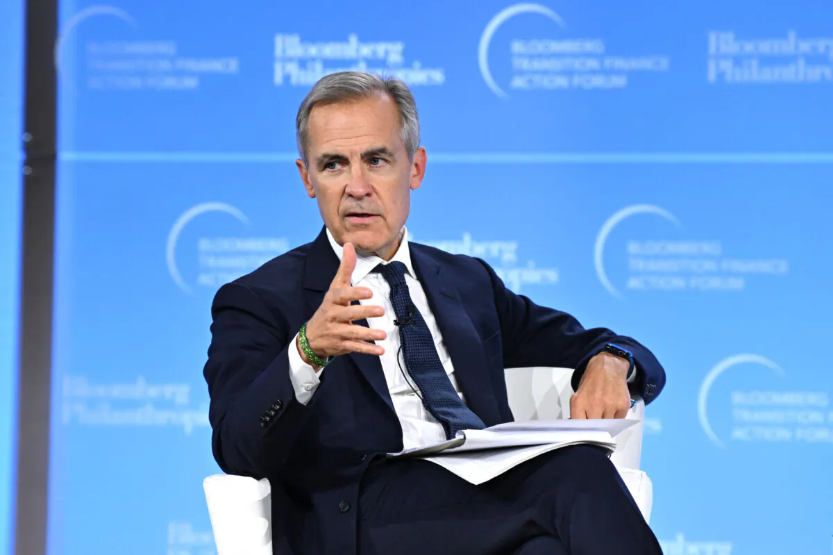 Mark Carney, U.N. special envoy for climate action and finance and co-chair of the Glasgow Financial Alliance for Net Zero speaks onstage during the Bloomberg Transition Finance Action Forum at The Plaza Hotel in New York on Sept. 19, 2023. (Bryan Bedder/Getty Images for Bloomberg Philanthropies)