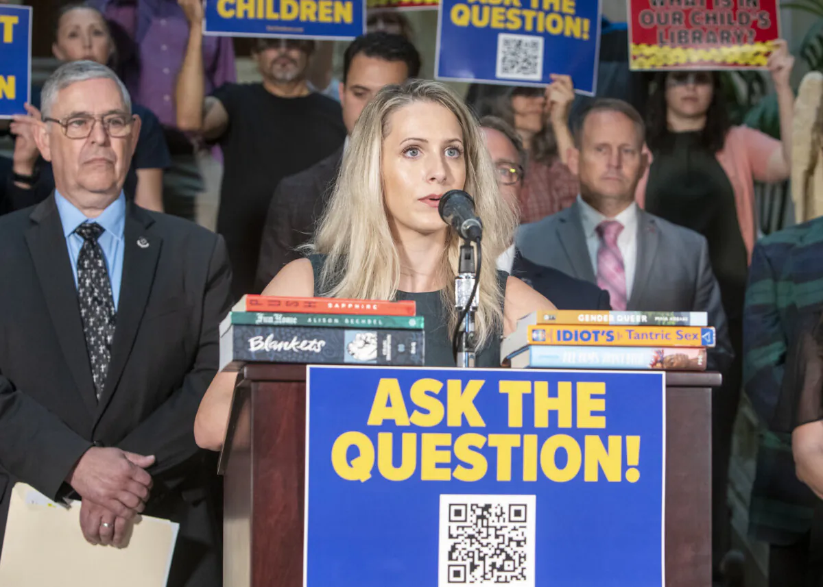 State Rep. Stephenie Scialabba speaks about Republican efforts to protect children from sexually explicit content in schools, in   Harrisburg, Pa., on Oct. 4, 2023. (photo courtesy of Rep. Stephenie Scialabba)