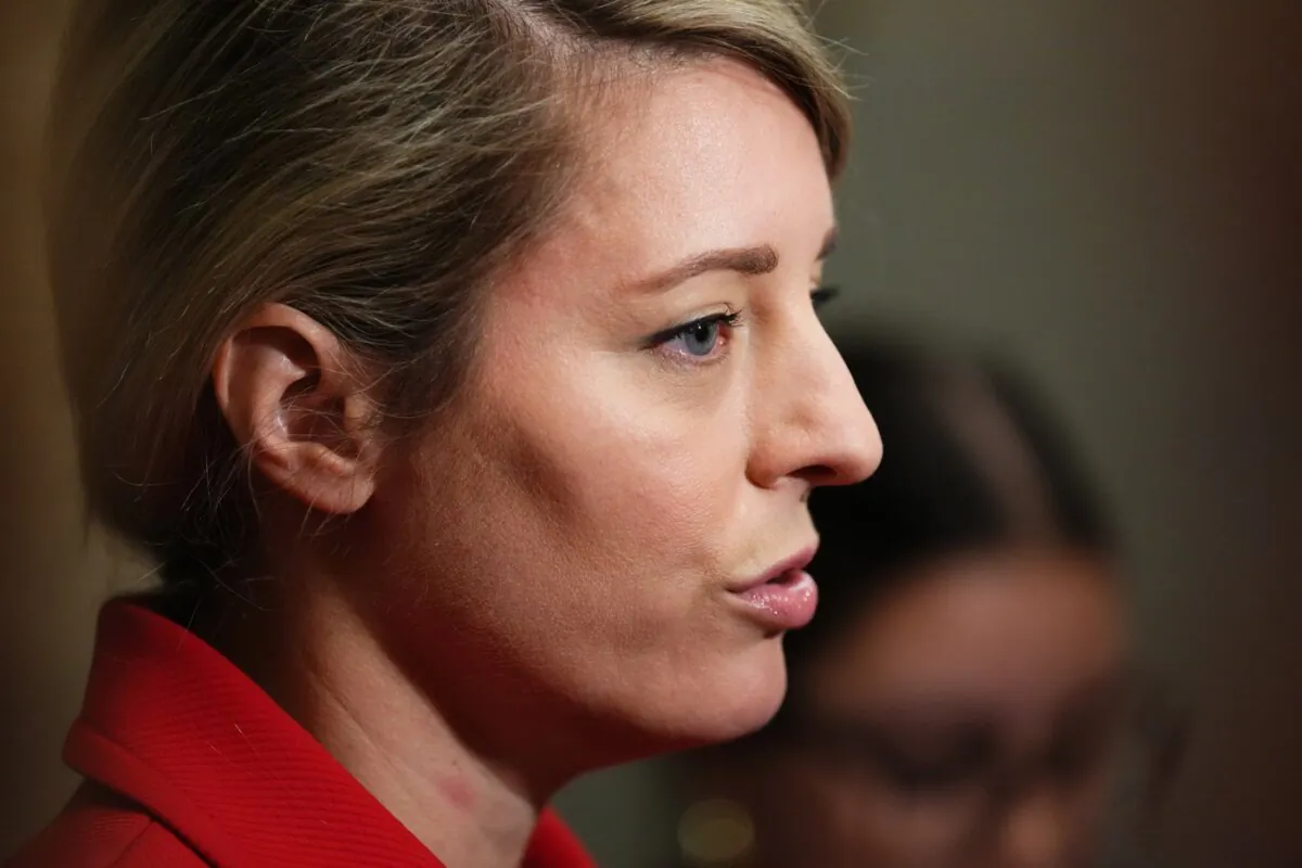 Minister of Foreign Affairs Mélanie Joly speaks to media as she arrives for a cabinet meeting on Parliament Hill in Ottawa on Oct. 17, 2023. (The Canadian Press/Sean Kilpatrick)