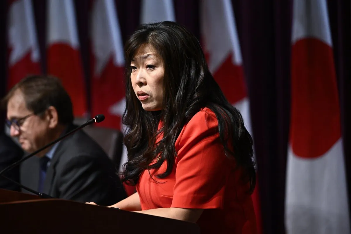 Minister of Export Promotion, International Trade and Economic Development Mary Ng speaks during a signing ceremony in Ottawa, on Sept. 21, 2023. (The Canadian Press/Justin Tang)