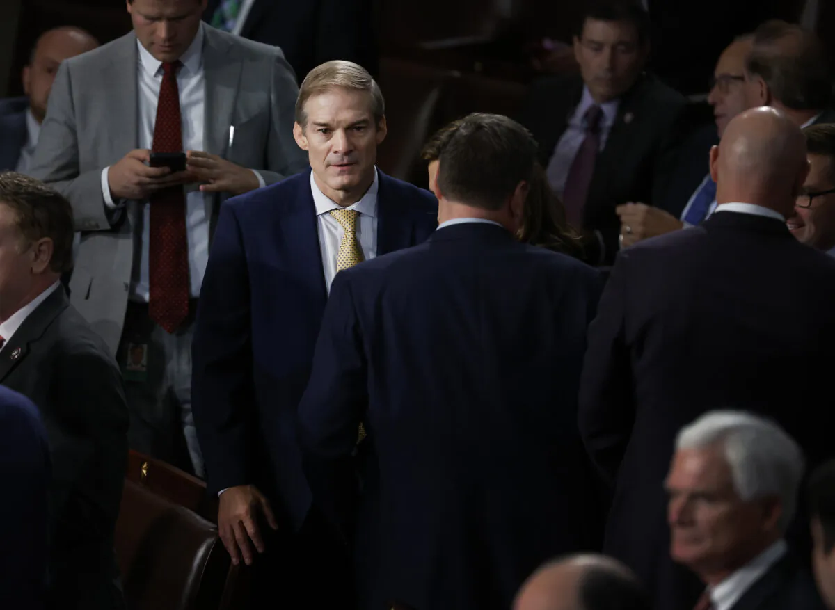 Rep. Jim Jordan (R-Ohio) walks off the floor as the House meets to elect a new speaker at the U.S. Capitol Building in Washington on Oct. 17, 2023. (Chip Somodevilla/Getty Images)