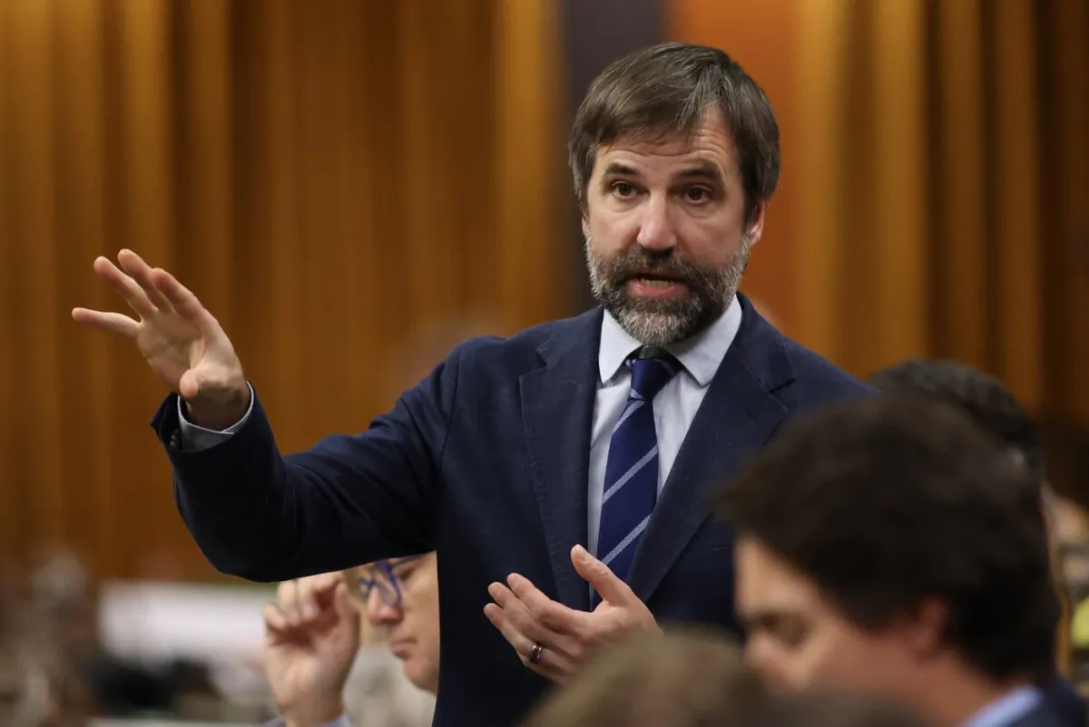 Environment Minister Steven Guilbeault rises during question period in the House of Commons on Parliament Hill in Ottawa on Oct. 16, 2023. (The Canadian Press/Patrick Doyle)